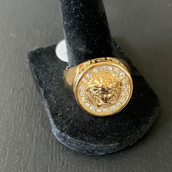 Versace Gold Medusa Ring with CZ Diamond 💎 Size-11 - Picture 11 of 12